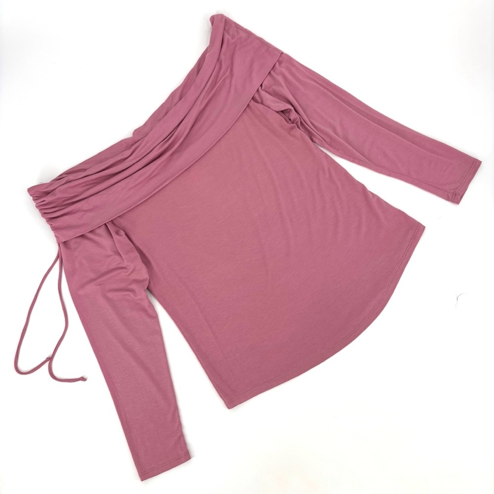 Moiety NWOT Rose Pink Off-the-Shoulder Ruched Collar Long Sleeve Top, 0X